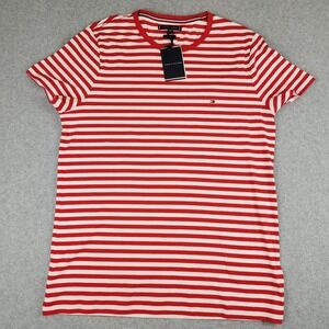 Tommy Hilfiger Mens Red White Striped Extra Slim Fit T-Shirt XXL MW10800 979 NEW